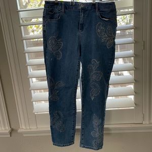 Chico’s Ankle Jeans with embroidered designs